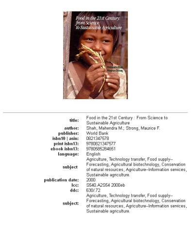 Food in the 21st Century: From Science to Sustainable Agriculture