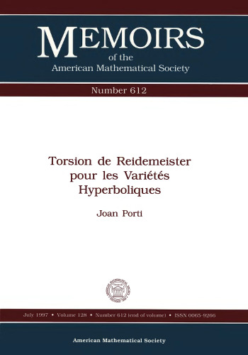 Torsion De Reidemeister Pour Les Varietes Hyperboliques