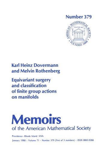 Equivariant Surgery and Classification of Finite Group Actions on Manifolds