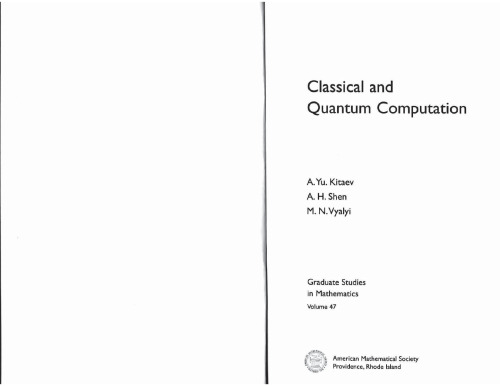 Classical and Quantum Computation