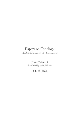 Papers on Topology: analysis situs and its five supplements