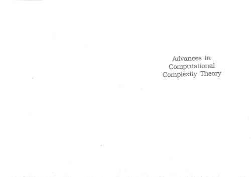 Advances in Computational Complexity Theory