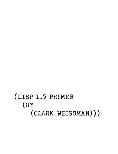 Lisp 1.5 Primer