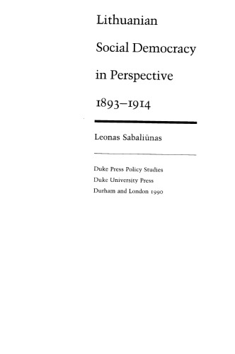 Lithuanian social democracy in perspective, 1893-1914