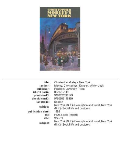 Christopher Morley's New York