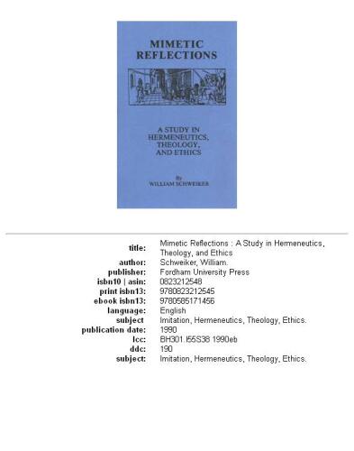 Mimetic Reflections: A Study in Hermeneutics, Theology, and Ethics