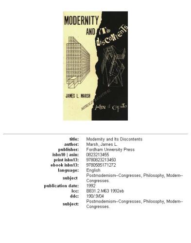 Modernity and its Discontents