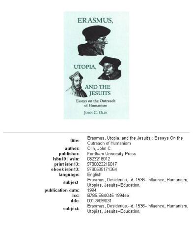 Erasmus, Utopia, and the Jesuits: Essays on the Outreach of Humanism