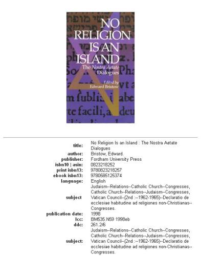 No Religion is an Island: The Nostra Aetate Dialogues