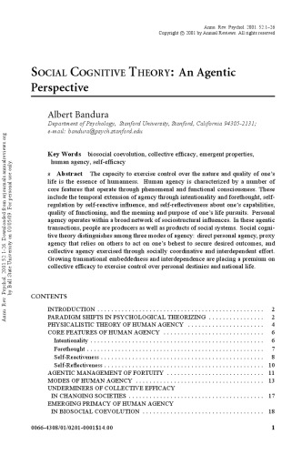 Annual Review of Psychology, vol 52 2001