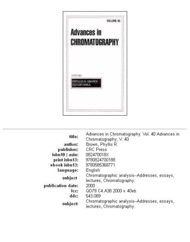 Advances in Chromatography, Volume 40
