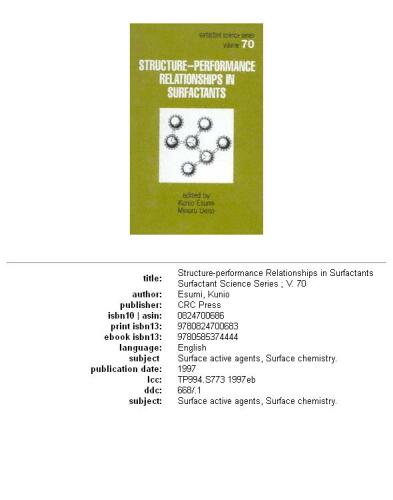 Structure-performance relationships in surfactants