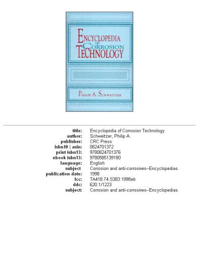 Encyclopedia of corrosion technology