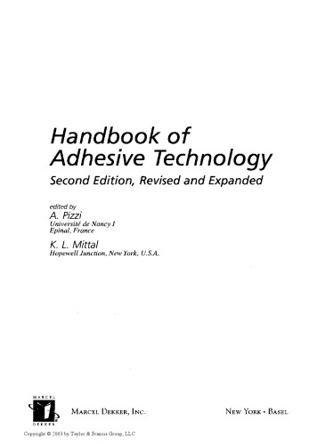Handbook of Adhesive Technology, Revised and Expanded