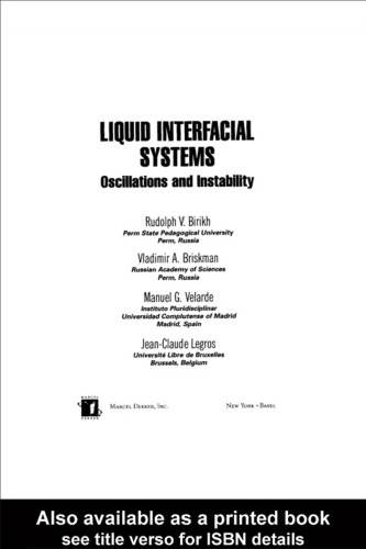 Liquid Interfacial Systems (Surfactant Science)