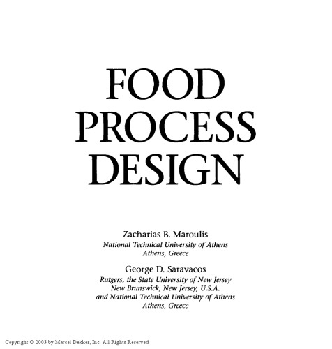 Food Process Design (Food Science and Technology)