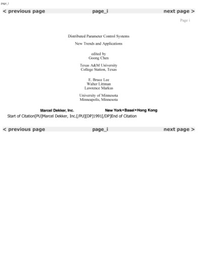 Distributed Parameter Control Systems