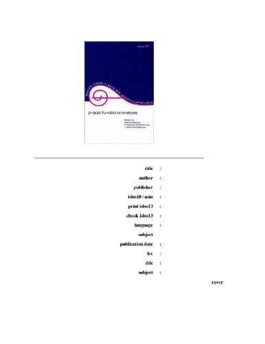 P-adic function analysis