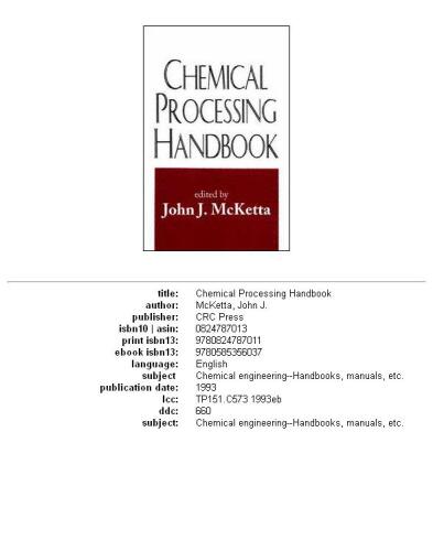 Chemical Processing Handbook
