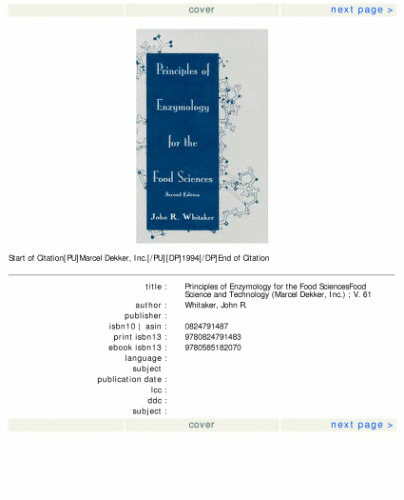 Principles of Enzymology for the Food Sciences (Food Science and Technology)