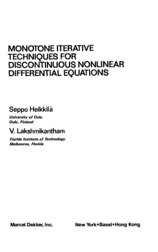 Monotone Iterative Techniques for Discontinuous Nonlinear Differential Equations