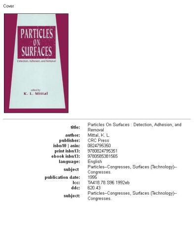 Particles on surfaces 4 : detection, adhesion, and removal