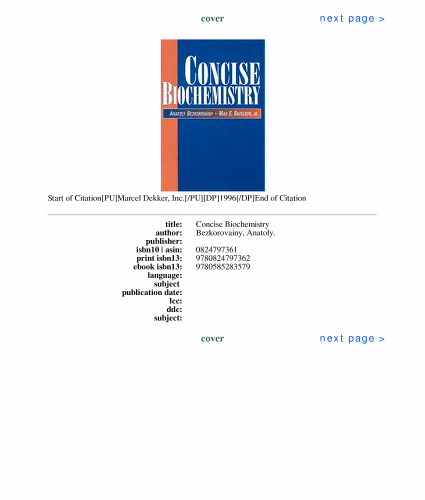 Concise Biochemistry