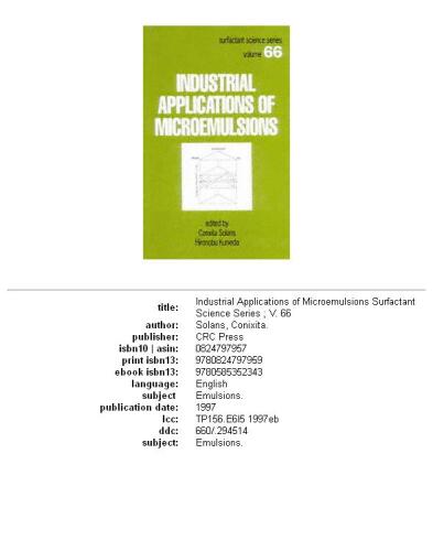 Industrial applications of microemulsions