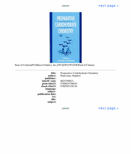 Preparative Carbohydrate Chemistry