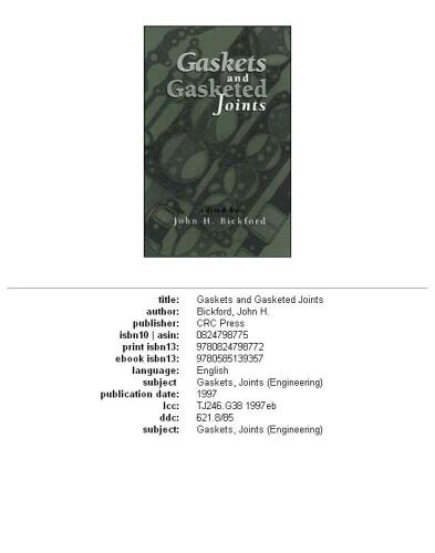 Gaskets and Gasketed Joints