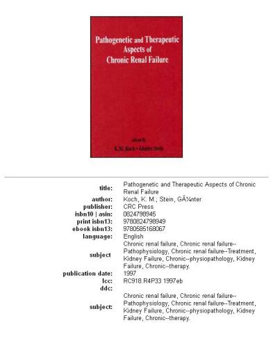 Pathogenetic and Therapeutic Aspects of Chronic Renal Failure