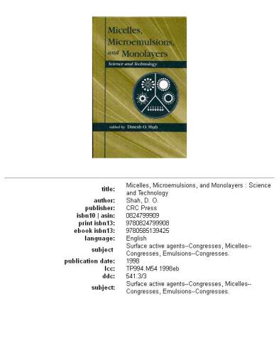 Micelles, microemulsions, and monolayers: science and technology