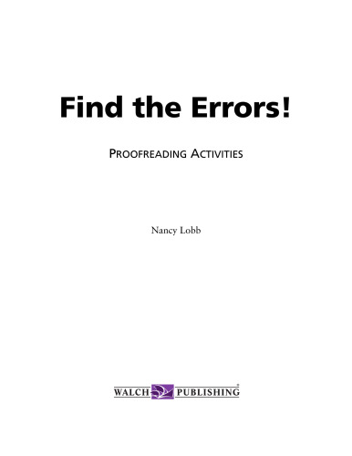 Find the Errors!: Proofreading Activities