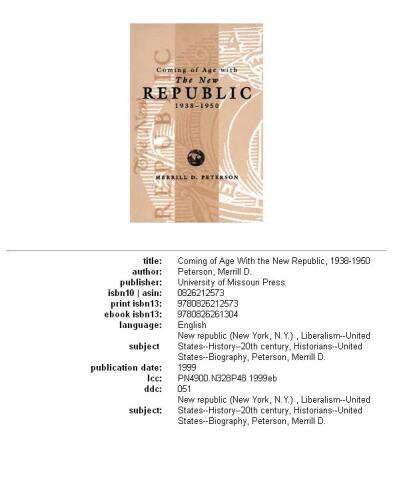 Coming of Age With the New Republic, 1938-1950