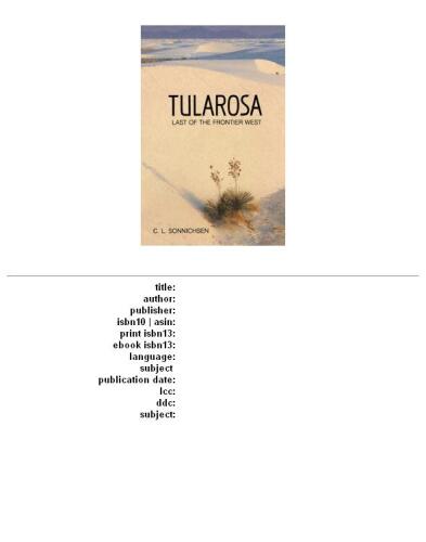 Tularosa, last of the frontier West