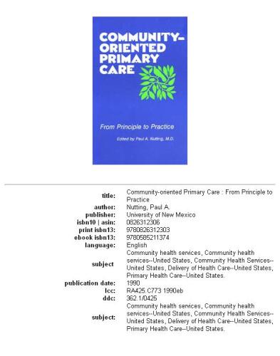 Community-Oriented Primary Care: From Principle to Practice