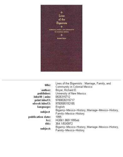 Lives of the Bigamists: Marriage, Family, and Community in Colonial Mexico