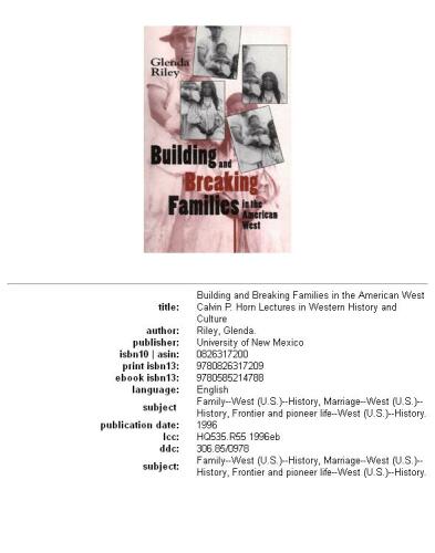 Building and breaking families in the American West