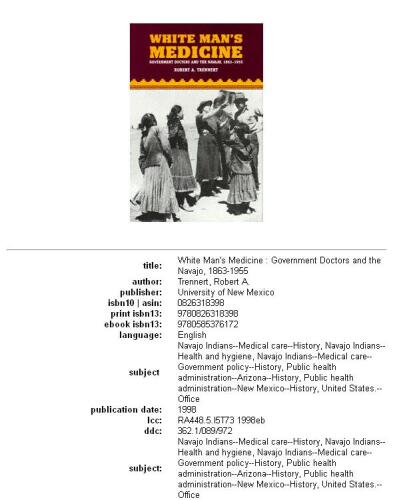 White man's medicine: government doctors and the Navajo, 1863-1955