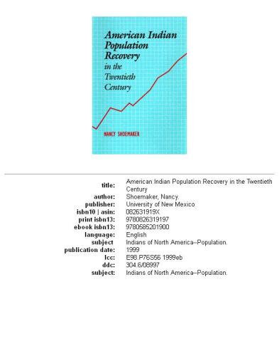 American Indian population recovery in the twentieth century