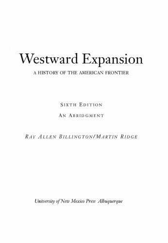 Westward Expansion: A History of the American Frontier