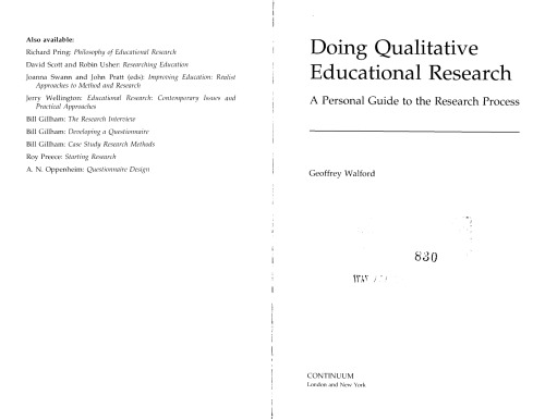 Doing Qualitative Educational Research: A Personal Guide to the Research Process