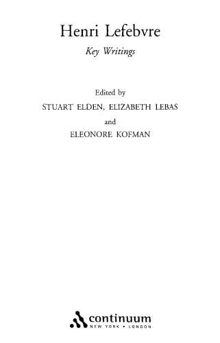 Henri Lefebvre: Key Writings