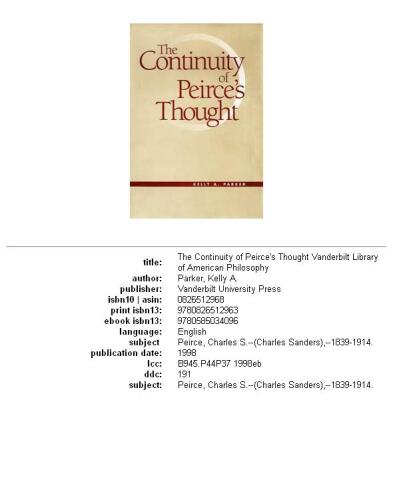 The Continuity of Peirce's Thought (Vanderbilt Library of American Philosophy)