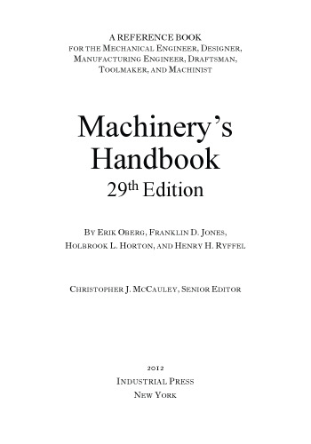 Machinery's Handbook 29th Edition