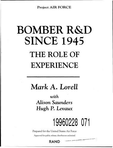 Bomber R D Since 1945. The Role of Experience