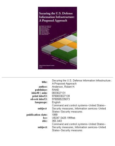 Securing U.S. Defense Information Infrastructure: A Proposed Approach
