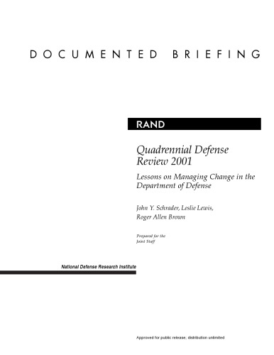 Quadrennial Defense Review 2001: Lessons on Managing Change in the Department of Defense