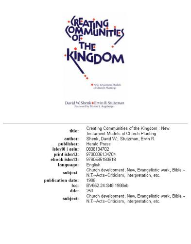 Creating communities of the kingdom: New Testament models of church planting