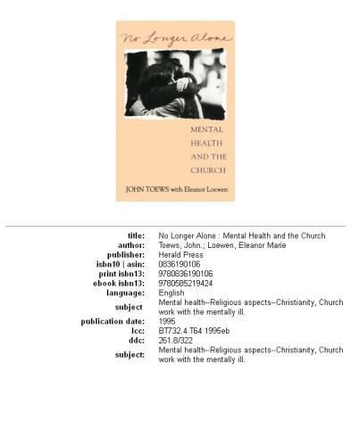 No Longer Alone: Mental Health and the Church